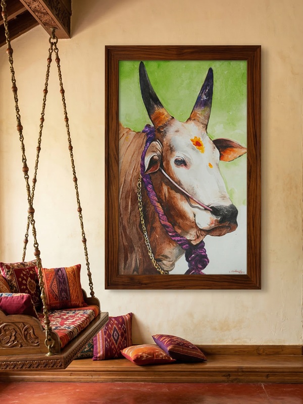 Majestic Jallikattu Kalai â€“ Original Indian Bull Watercolor Painting